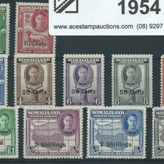 Somaliland 1951 5c to 5/- New Currency set of 11. ...