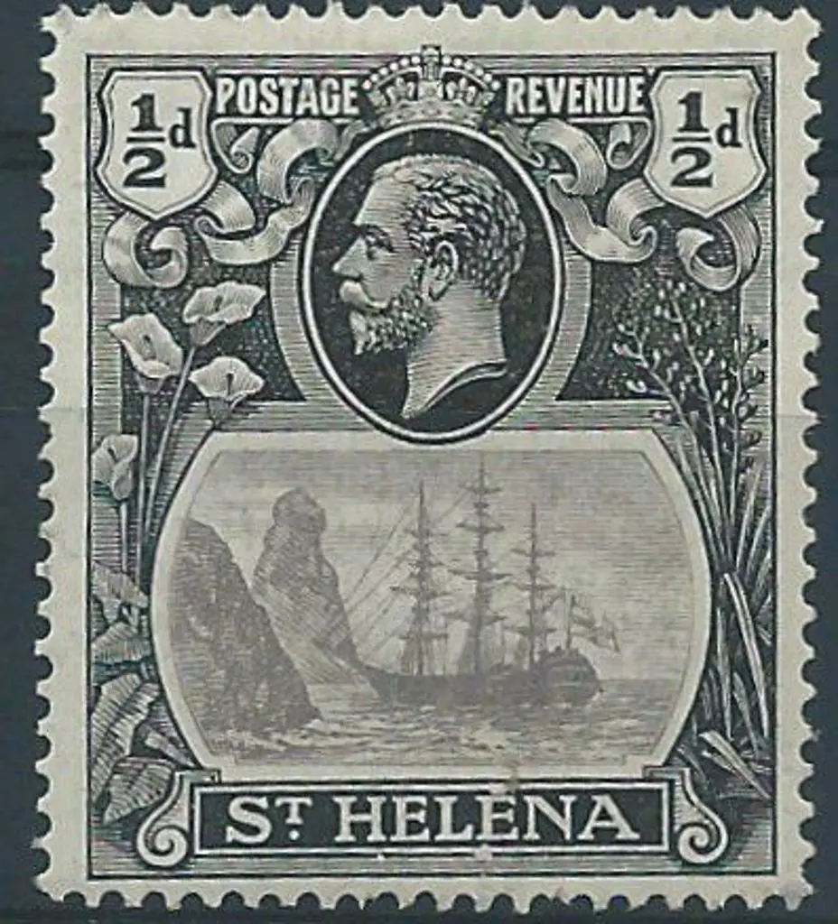 St Helena 1923 ½d grey & black with "torn flag" ... Image 1++