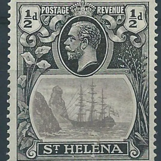 St Helena 1923 ½d grey & black with "torn flag" ...