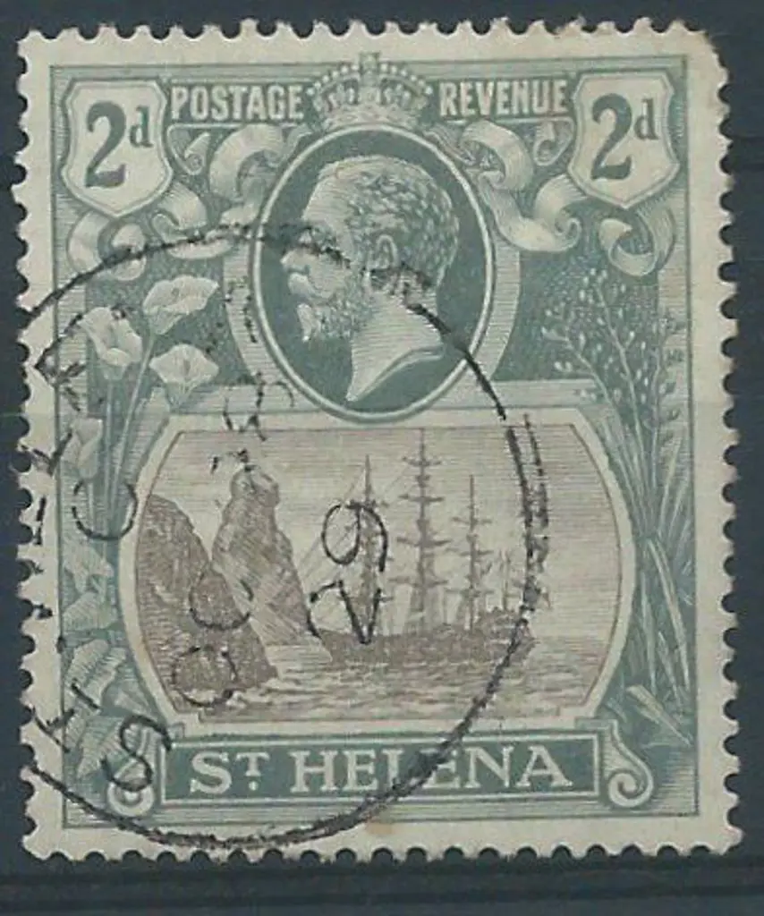 St Helena 1923 2d grey & slate used with "broken ... Image 1++