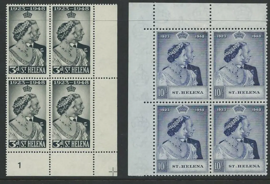 St Helena 1948 Silver Wedding pair in MUH corner ... Image 1++