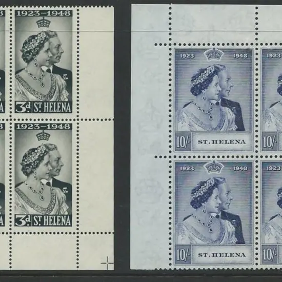 St Helena 1948 Silver Wedding pair in MUH corner ...