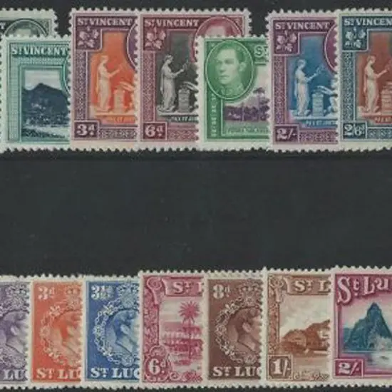 St Lucia & St Vincent 1938 KGVI defin sets to £1 ...