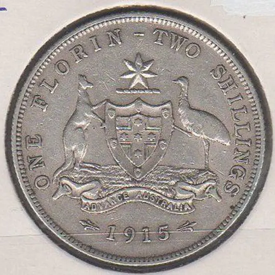 1915 Florin. A key date. aVF