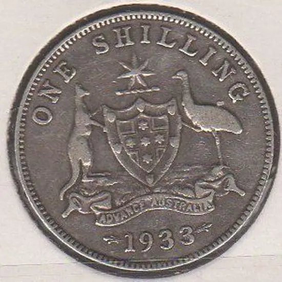 1933 Shilling. A key date. gF