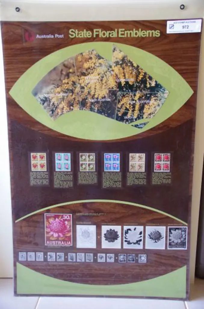 "State Floral Emblems" Set of 6 in blocks of 4 ... Image 1++