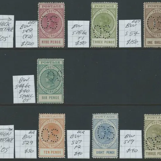 South Australia 1902-1912 range of "thick" & ...