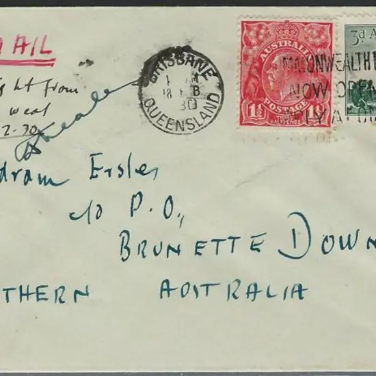 1930 (20th Feb) Camoooweal to Brunette Downs flown ...