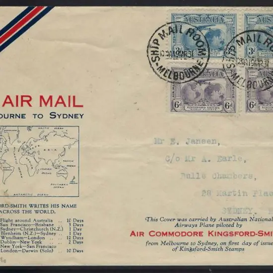1931 (19th Mar) Melbourne to Sydney by Kingsford ...