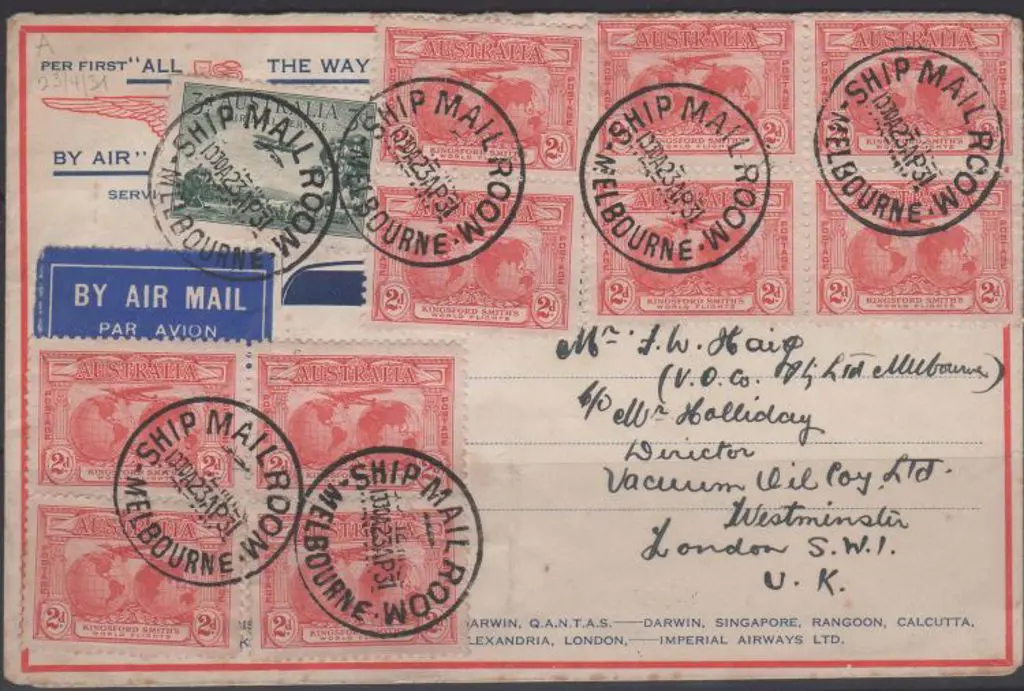 1931 (23rd Apr) FFC Australia to UK pre-printed ... Image 1++