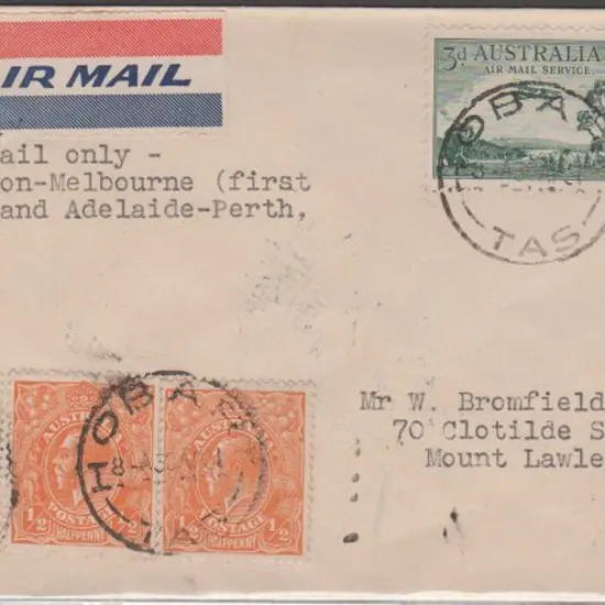 1931 (May) Launceston-Melbourne flight cover then ...