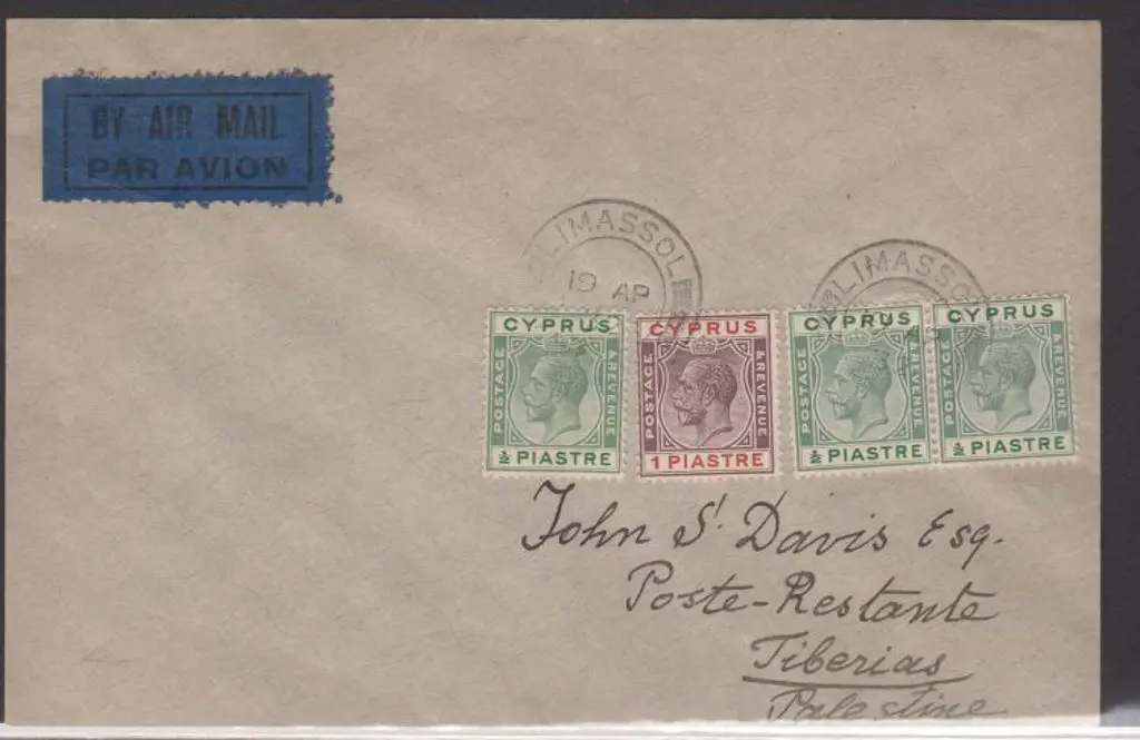 1932 (19th April) Limassol to Tiberia FFC carried ... Image 1++