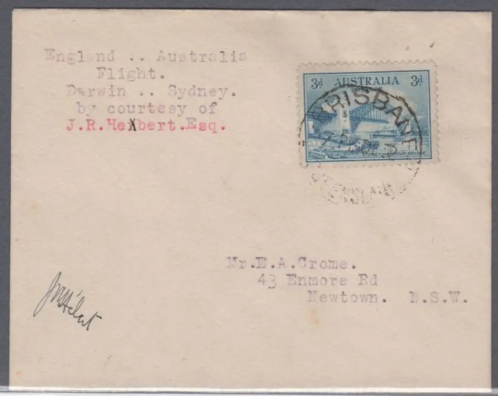 1932 (Dec) Darwin to Brisbane cover flown on final ... Image 1++