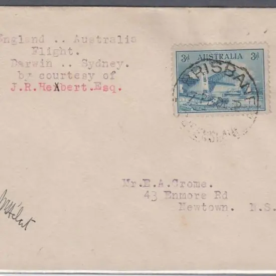 1932 (Dec) Darwin to Brisbane cover flown on final ...