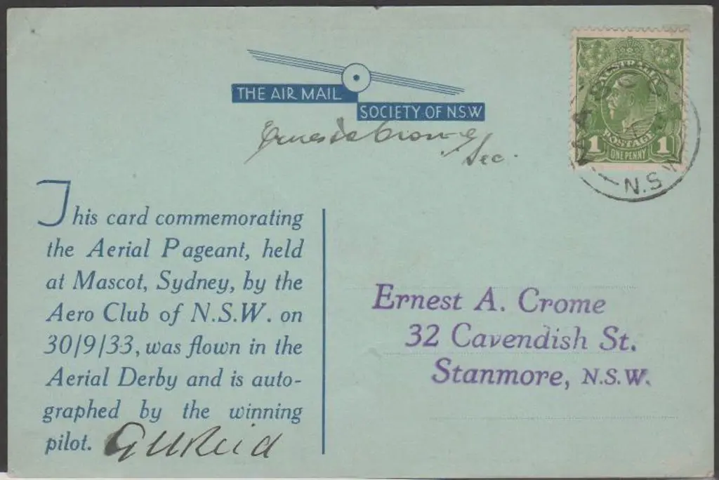 1933 (30th Sept) Mascot Aerial Derby souvenir ... Image 1++
