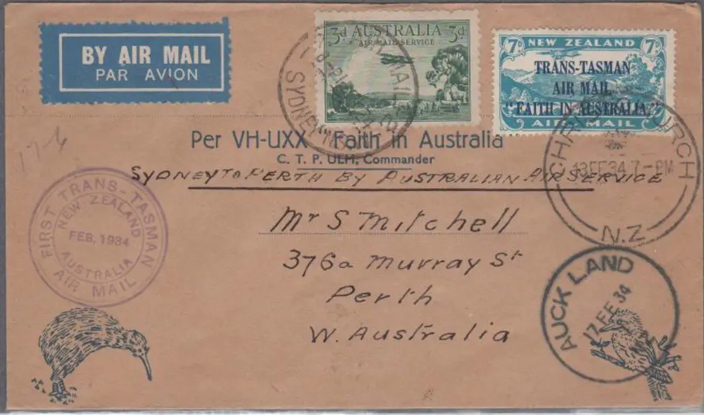 1934 (17th Feb) First Trans Tasman Airmail with NZ ... Image 1++