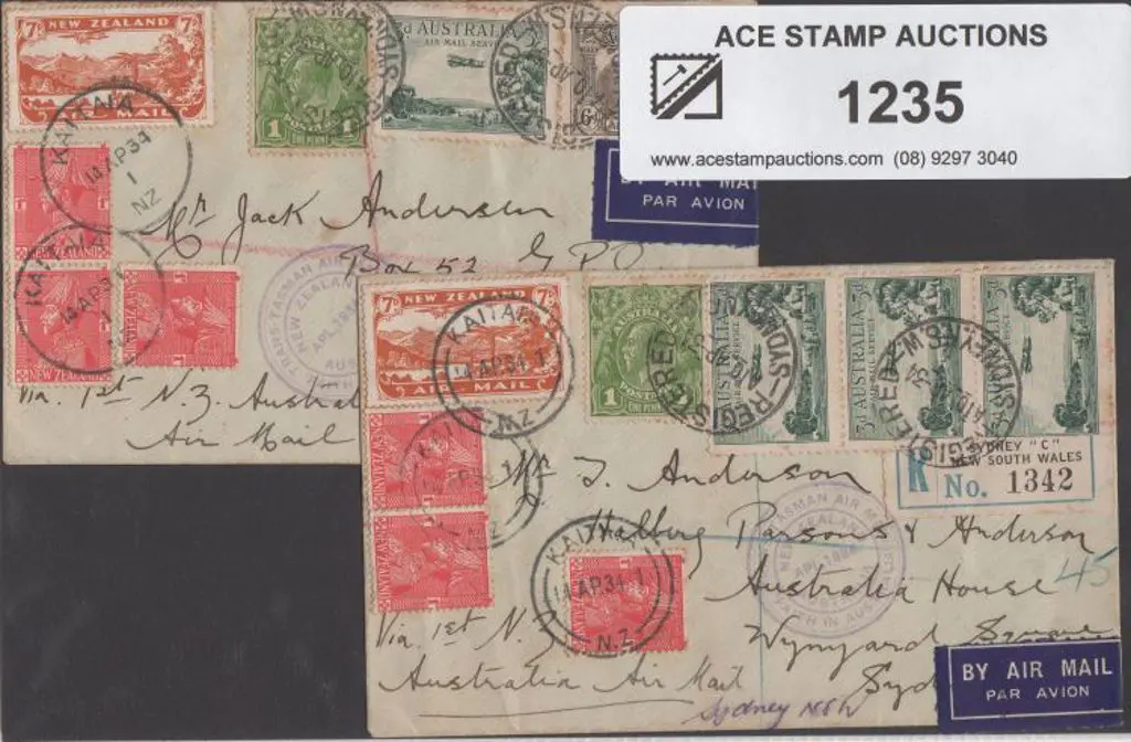 1934 (April) Trans-Tasman airmail covers in each ... Image 1++