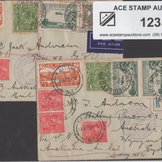 1934 (April) Trans-Tasman airmail covers in each ...