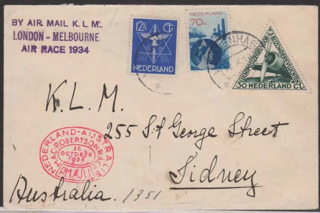1934 (20th Oct) Holland to Australia cover carried ... Image 1++