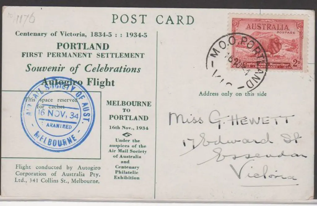 1934 (16th Nov) Melbourne to Portland flown ... Image 1++