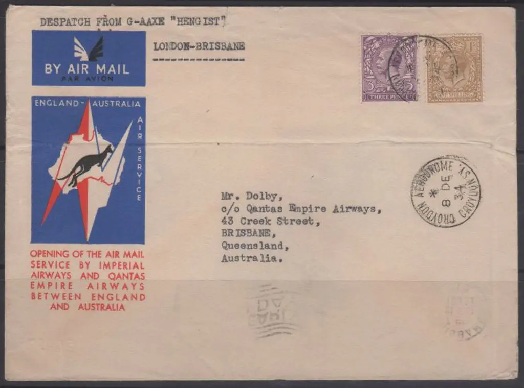 1934 (8th Dec) incoming England-Australia ... Image 1++
