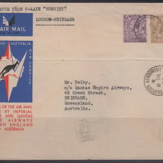1934 (8th Dec) incoming England-Australia ...