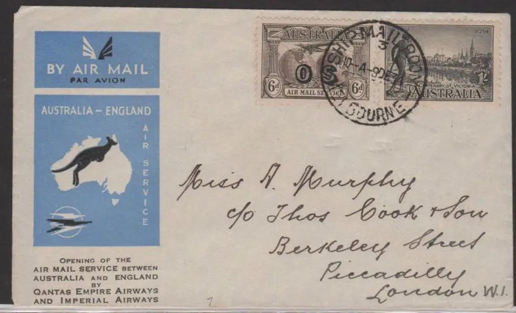 1934 (9th Dec) Imperial Airways & Qantas flown ... Image 1++