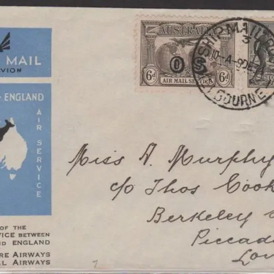 1934 (9th Dec) Imperial Airways & Qantas flown ...