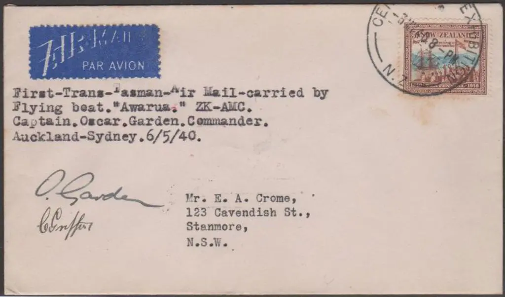 1940 (6th May) New Zealand to Australia flight ... Image 1++