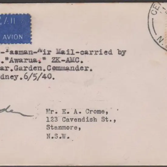 1940 (6th May) New Zealand to Australia flight ...
