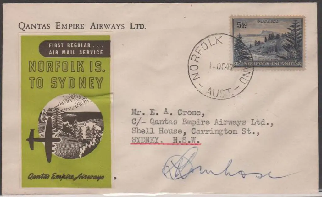 1947 (14th Oct) Norfolk Island to Sydney cover ... Image 1++
