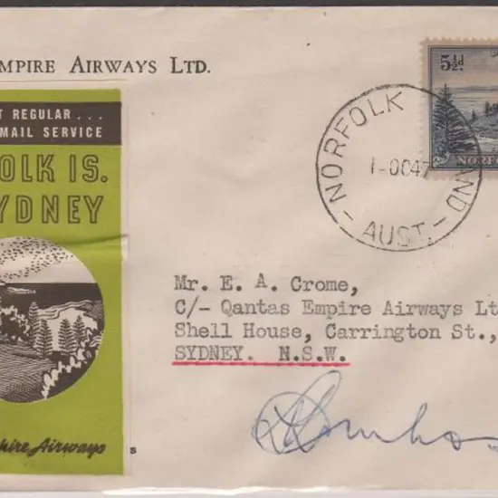 1947 (14th Oct) Norfolk Island to Sydney cover ...