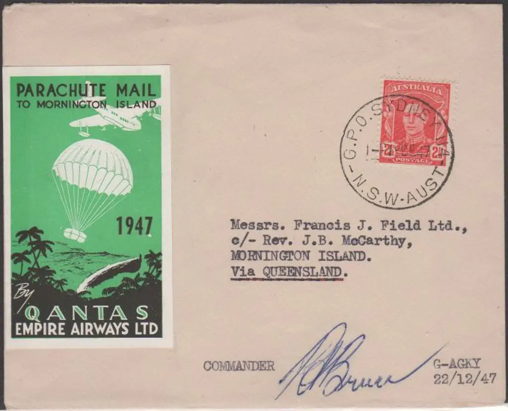 1947 (19th Dec) Parachute drop mail flown from ... Image 1++