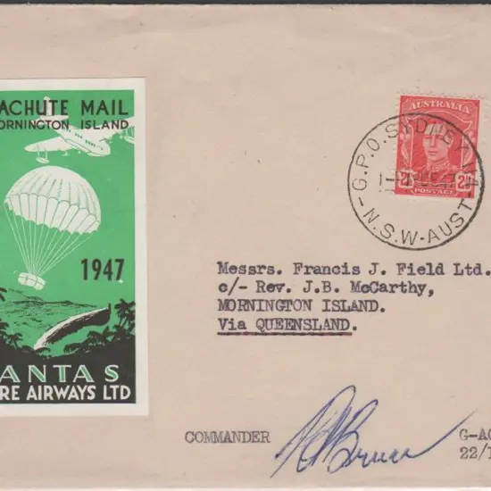 1947 (19th Dec) Parachute drop mail flown from ...