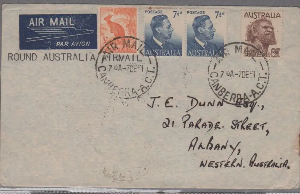 1951 (7th Dec) Round Australia Airmail cover ... Image 1++