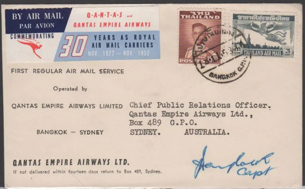 1953 (14th Nov) Bangkok to Sydney by first Qantas ... Image 1++