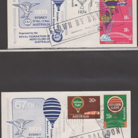 1974 Balloon Mail. 4 illustrated covers each with ...