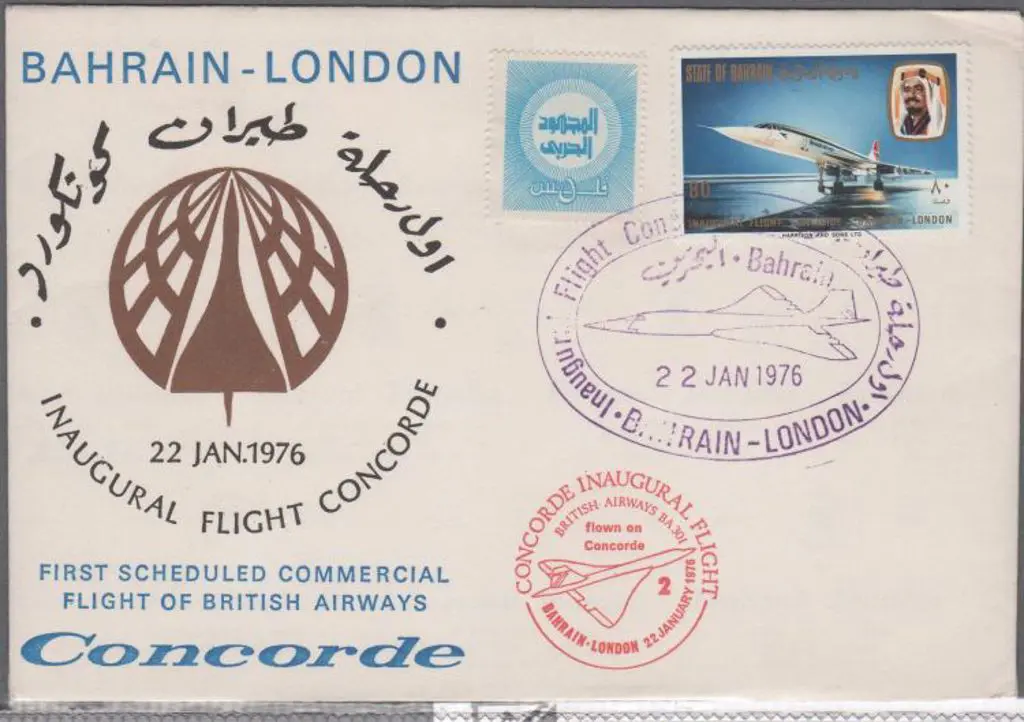 1976 (22nd Jan) First Flight BA Concorde Bahrain ... Image 1++