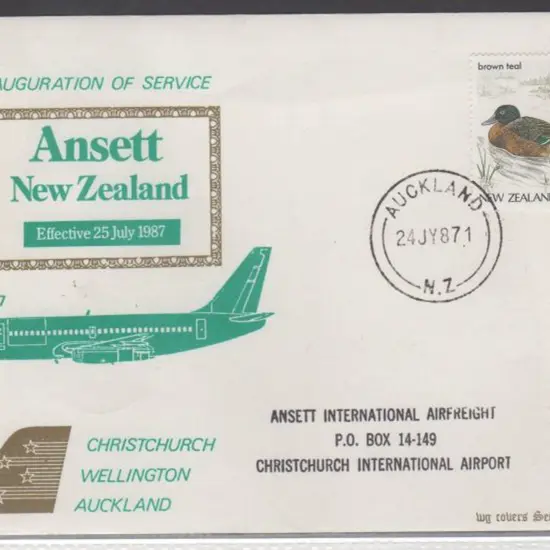 1987 (24th July) Ansett NZ Auckland to ...
