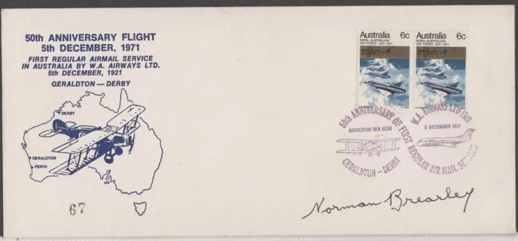 Norman Brearley signed 1971 Geraldton to Derby ... Image 1++