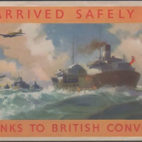 WWII coloured Parcel label showing Merchant Navy ...