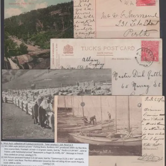 Western Australia Postcards group of 5 with one ...