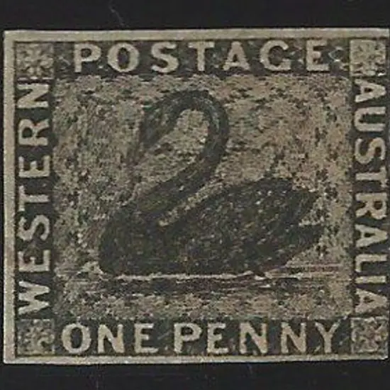 1854 1d black swan. Mint with 3 clear margins, ...