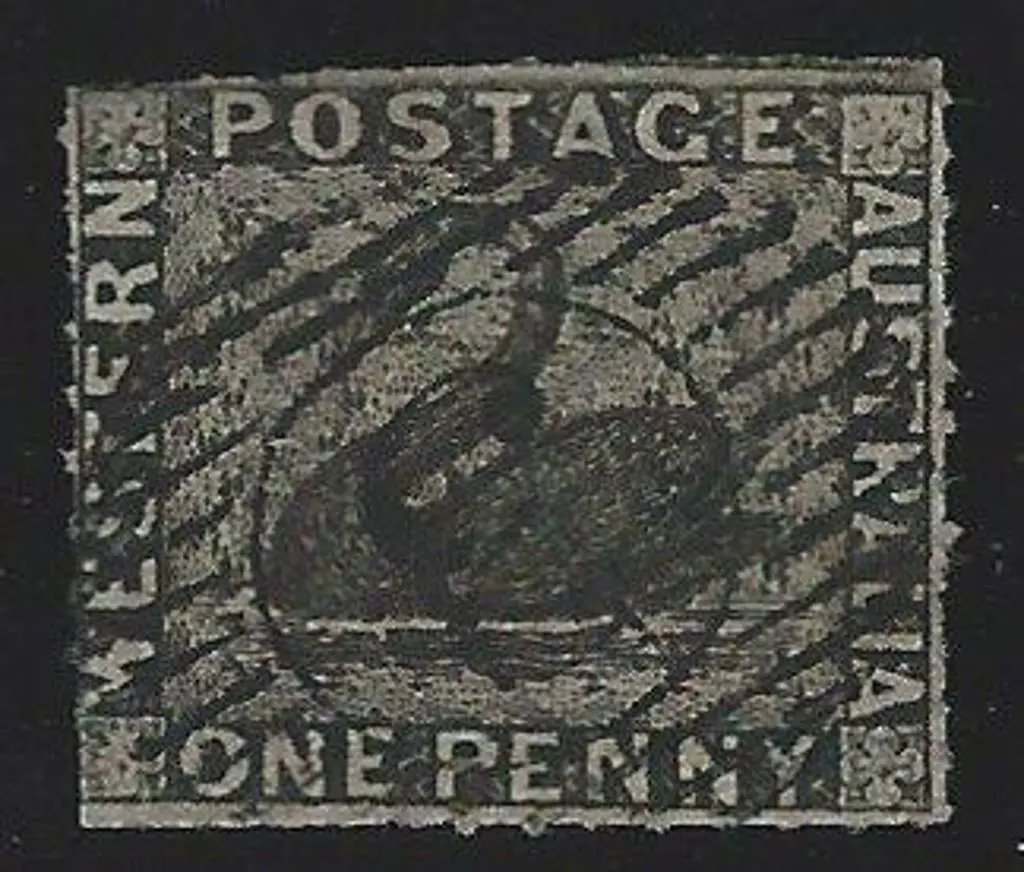 1854 1d black swan clearly rouletted on all 4 ... Image 1++