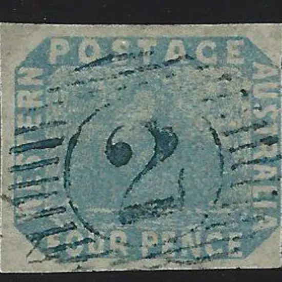 1854 4d pale blue swan with 4 close to large ...