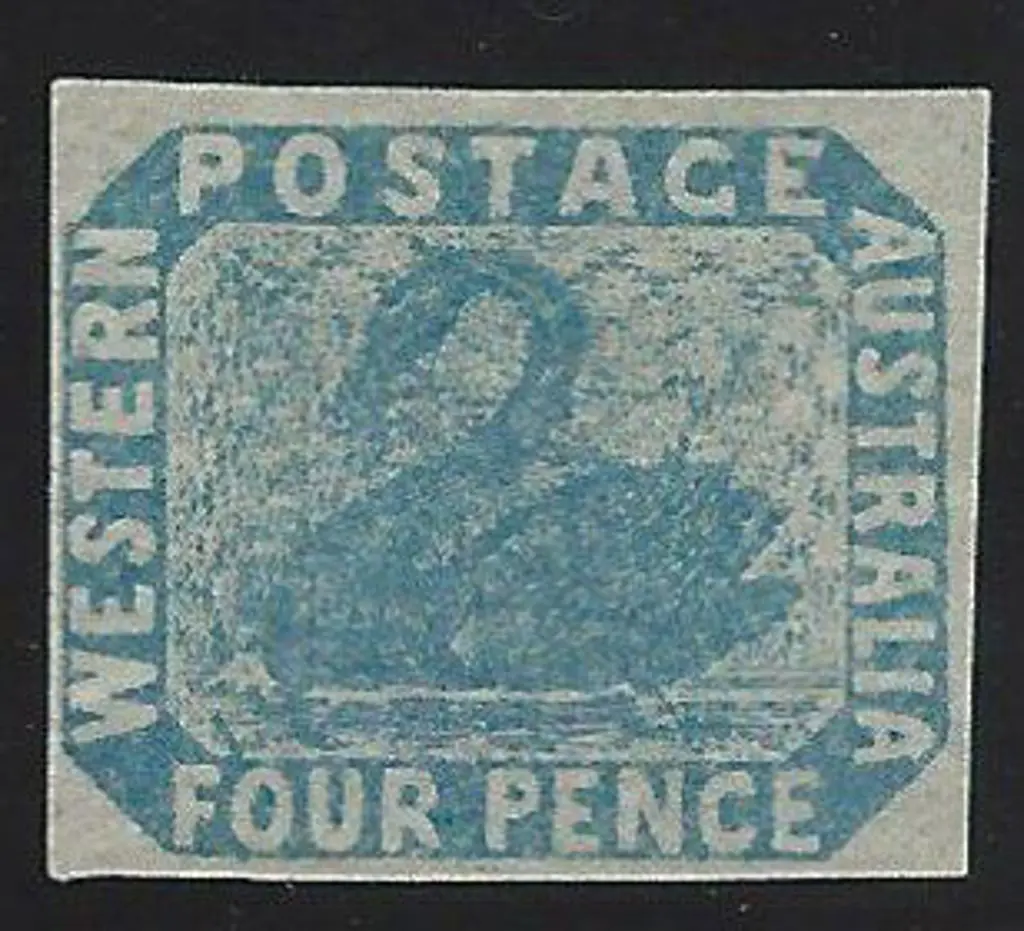 1854 4d pale blue swan. 4 even clear to large ... Image 1++