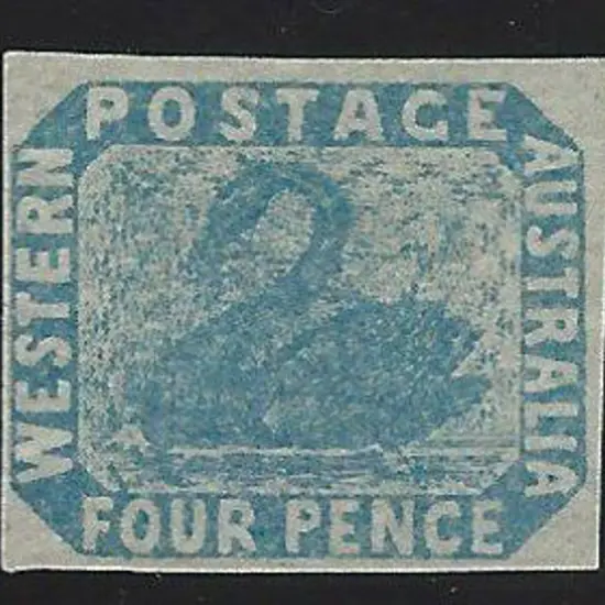 1854 4d pale blue swan. 4 even clear to large ...