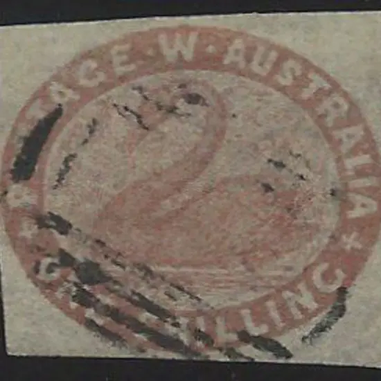 1854 1/- pale red-brown swan. F/U with 4 close to ...