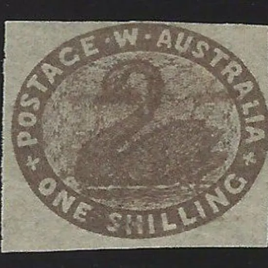 1855 1/- grey brown. Unused. Tight at right but ...