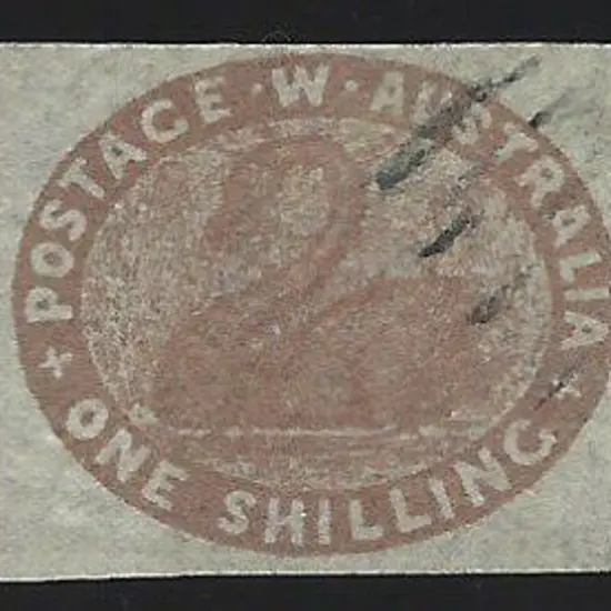 1855 1/- pale brown F/U, cut square example with ...